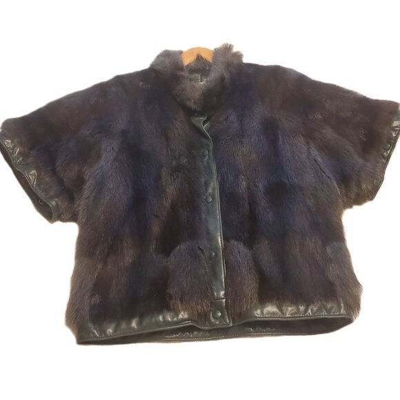 Vintage Retro Mink Fur & Leather Jacket / Waistcoat – Removable Sleeves - Picture 4 of 16